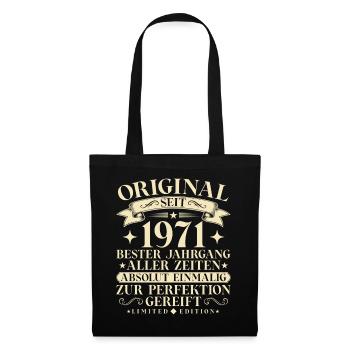 Vintage 1971 Jahrgang Geburtstag Retro - Stoffbeutel - Schwarz - Vorne