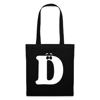 Large D Style Print | Letter D funny D logo - Tote Bag - black - Front