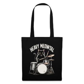 Heavy Meowtal Katzendrummer - Stoffbeutel - Schwarz - Vorne