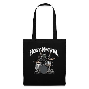 Heavy Metal Katze am Schlagzeug - Stoffbeutel - Schwarz - Vorne