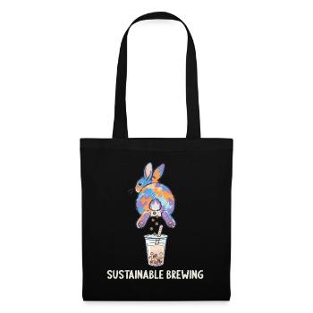Cute Bunny Funny Boba Bubble Tea - Tote Bag - black - Front