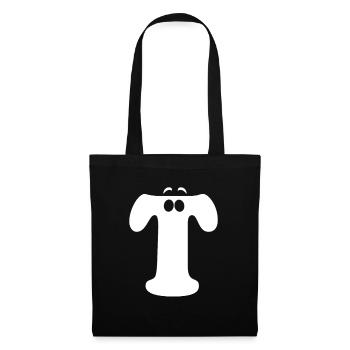 Caractères en T en grande taille | Logo T Drôle de T - Sac en tissu - noir - Devant