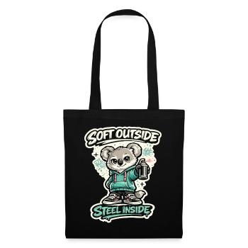 Douceur à l’extérieur, acier à l’intérieur – Koala Streetart - Sac en tissu - noir - Devant