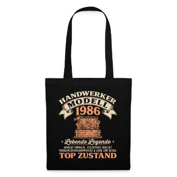 40. Geburtstag Handwerker Modell 1986 - Stoffbeutel - Schwarz - Vorne