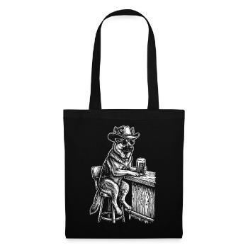 Cowboy Dog Beer Funny Shepherd Dog - Tote Bag - black - Front