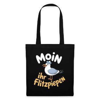 Moin Ihr Flitzpiepen Norddeutsch Hamburg Büro Moin - Stoffbeutel - Schwarz - Vorne