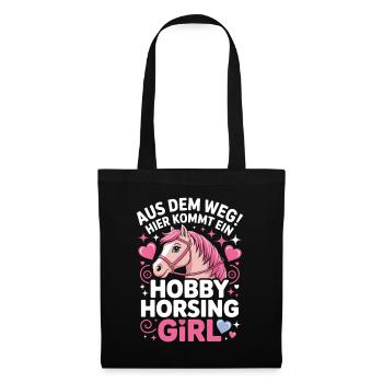 Hobby Horsing Girl Steckenpferd Pony Reiten Pferde - Stoffbeutel - Schwarz - Vorne