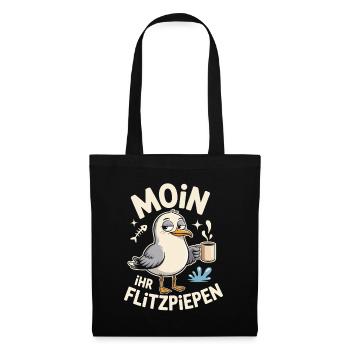 Moin Ihr Flitzpiepen Norddeutsch Hamburg Büro Moin - Stoffbeutel - Schwarz - Vorne