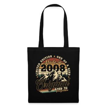 2008 Jahrgang Vintage Geburtstag Geschenk Retro - Stoffbeutel - Schwarz - Vorne