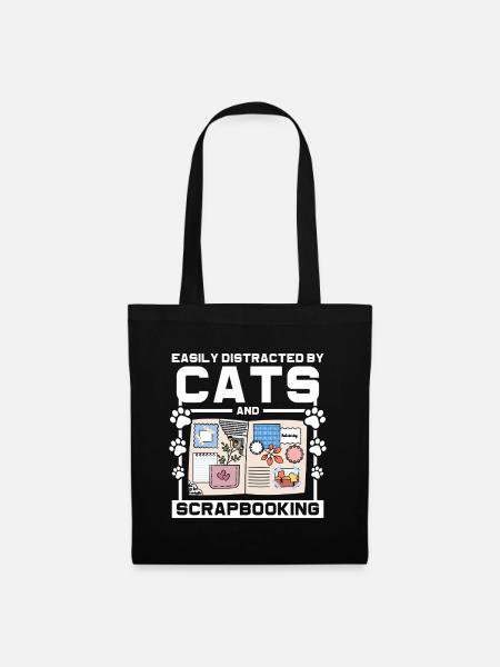 Katzen und Scrapbooking - Stoffbeutel - Schwarz