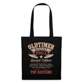64. Geburtstag Geschenk Mann Oldtimer 1962 August - Stoffbeutel - Schwarz - Vorne