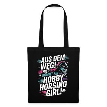 Hobby Horsing Girl Steckenpferd Pony Reiten Pferde - Stoffbeutel - Schwarz - Vorne