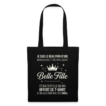 Beau Papa Merveilleuse Belle Fille Drôle - Sac en tissu - noir - Devant
