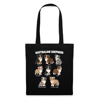 Tableau des couleurs pour les chiots Berger australien - Sac en tissu - noir - Devant