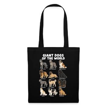 Races de chiens géants, schéma de dessin animé mignon, - Sac en tissu - noir - Devant