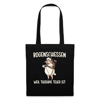 Bogenschießen Weil Therapie Teuer Ist - Stoffbeutel - Schwarz - Vorne