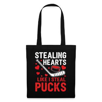 Herzen Stehlen wie Pucks - Stoffbeutel - Schwarz - Vorne