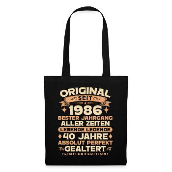 Original 1986 Jahrgang Legende 40. Geburtstag - Stoffbeutel - Schwarz - Vorne