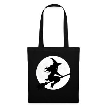 Hexe Besen Vollmond Halloween Kostüm Geschenk - Stoffbeutel - Schwarz - Vorne