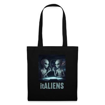 Lustiges Italienisches Alien Italien - Stoffbeutel - Schwarz - Vorne