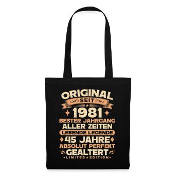 Original 1981 Jahrgang Legende 45. Geburtstag - Stoffbeutel - Schwarz - Vorne