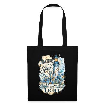 Ancre ton âme – Aquarelle de phare - Sac en tissu - noir - Devant