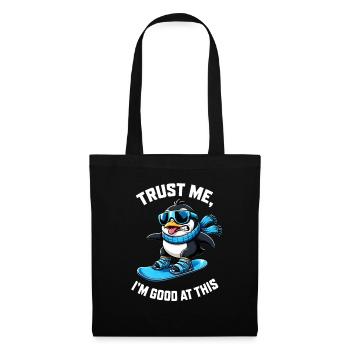 Penguin sur le discours des sports d’hiver sur le snowboard - Sac en tissu - noir - Devant