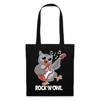 Rock N’Owl – Owl avec guitare électrique - Sac en tissu - noir - Devant