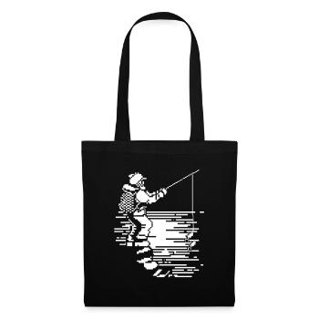 Pêche au pixel art - Sac en tissu - noir - Devant