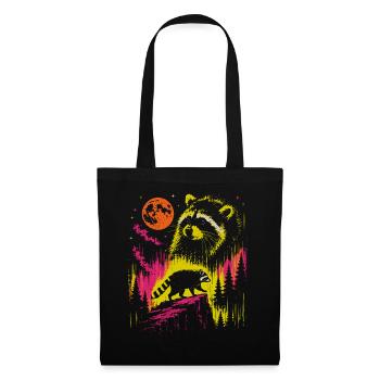 Raccoon Night Moon Forest Vintage Neon - Tote Bag - black - Front