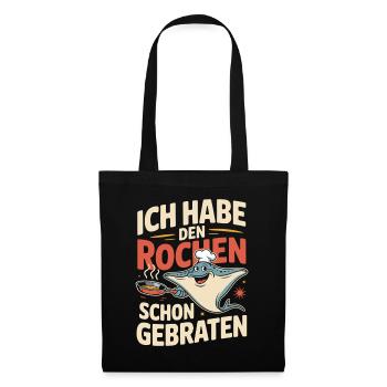 Rochen Schon Gebraten Stachelrochen Manta Rochen - Stoffbeutel - Schwarz - Vorne