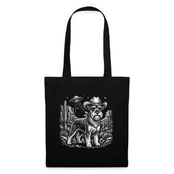 Cowboy Schnauzer UFO Alien Dog Humor - Tote Bag - black - Front