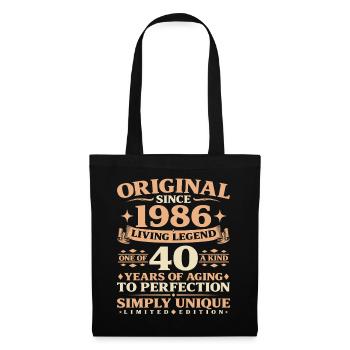 Baujahr 1986 Geburtstag 40 Jahre Vintage - Stoffbeutel - Schwarz - Vorne