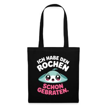 Rochen Schon Gebraten Stachelrochen Manta Rochen - Stoffbeutel - Schwarz - Vorne