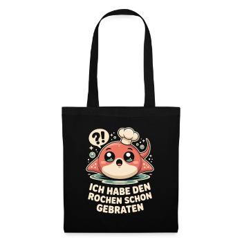 Rochen Schon Gebraten Stachelrochen Manta Rochen - Stoffbeutel - Schwarz - Vorne