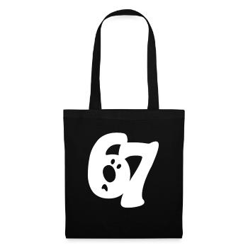 six seven | Zahlenduo 6 und 7 | fragendes Gesicht - Stoffbeutel - Schwarz - Vorne