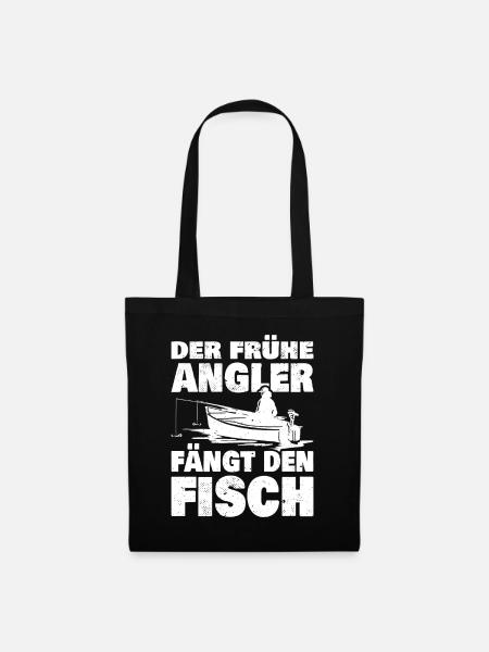 Der Frühe Angler - Stoffbeutel - Schwarz