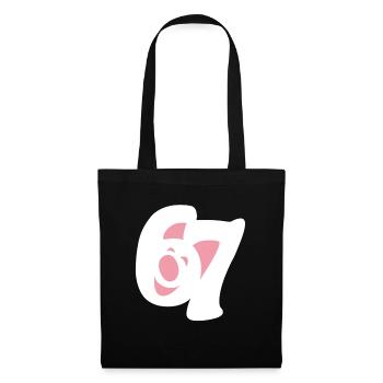 six seven | Zahlenduo 6 und 7 | Fröhliches Gesicht - Stoffbeutel - Schwarz - Vorne