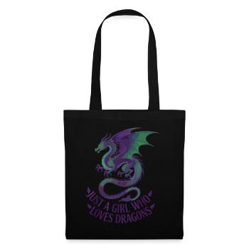 Dragon Love: Girl Motif - Tote Bag - black - Front