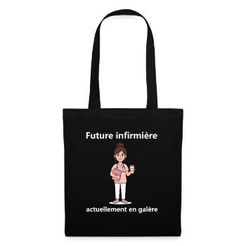 Étudiante Infirmière Épuisée - Cadeau Humour IFSI  - Sac en tissu - noir - Devant