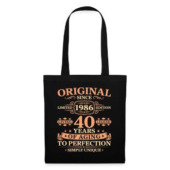 Original since 1986 Birthday 40 Years - Stoffbeutel - Schwarz - Vorne
