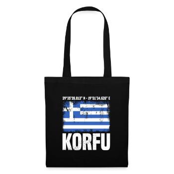 Korfu Koordinaten - Stoffbeutel - Schwarz - Vorne