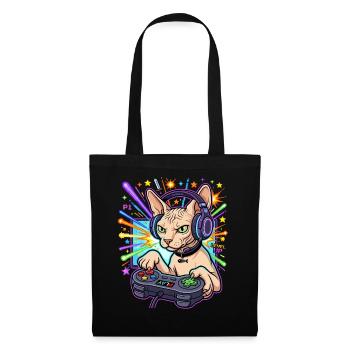 Sphynx Cat Gamer - Stoffbeutel - Schwarz - Vorne