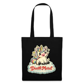 Death Metal Unicorn – Retro 70s Vintage - Stoffbeutel - Schwarz - Vorne