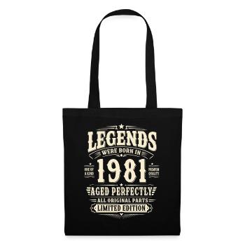 45. Geburtstag Geschenk Mann 1981 Vintage Retro - Stoffbeutel - Schwarz - Vorne