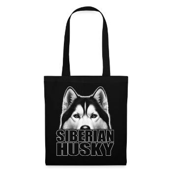 Husky Porträt mit Schriftzug Siberian Husky - Stoffbeutel - Schwarz - Vorne