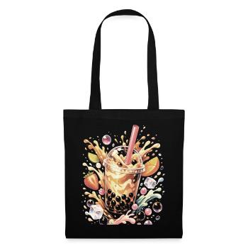 Bubble Tea Perles Tapioca Splash Art - Sac en tissu - noir - Devant