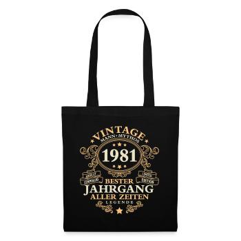 Vintage 1981 Jahrgang Mann 45. Geburtstag - Stoffbeutel - Schwarz - Vorne
