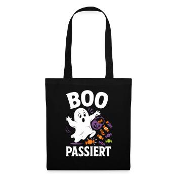 Boo passiert – Halloween-Geist mit Bonbons - Stoffbeutel - Schwarz - Vorne