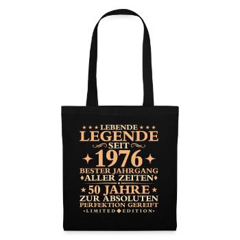 1976 Baujahr Geburtstag Vintage 50 Jahre - Stoffbeutel - Schwarz - Vorne